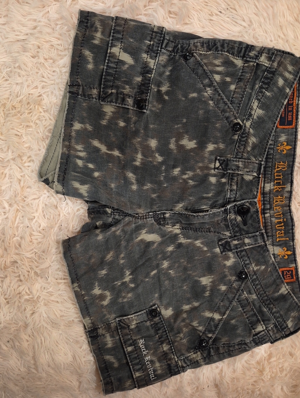 Rock Revival Women's Distressed Black & Gray Acid-Wash Jean Shorts
